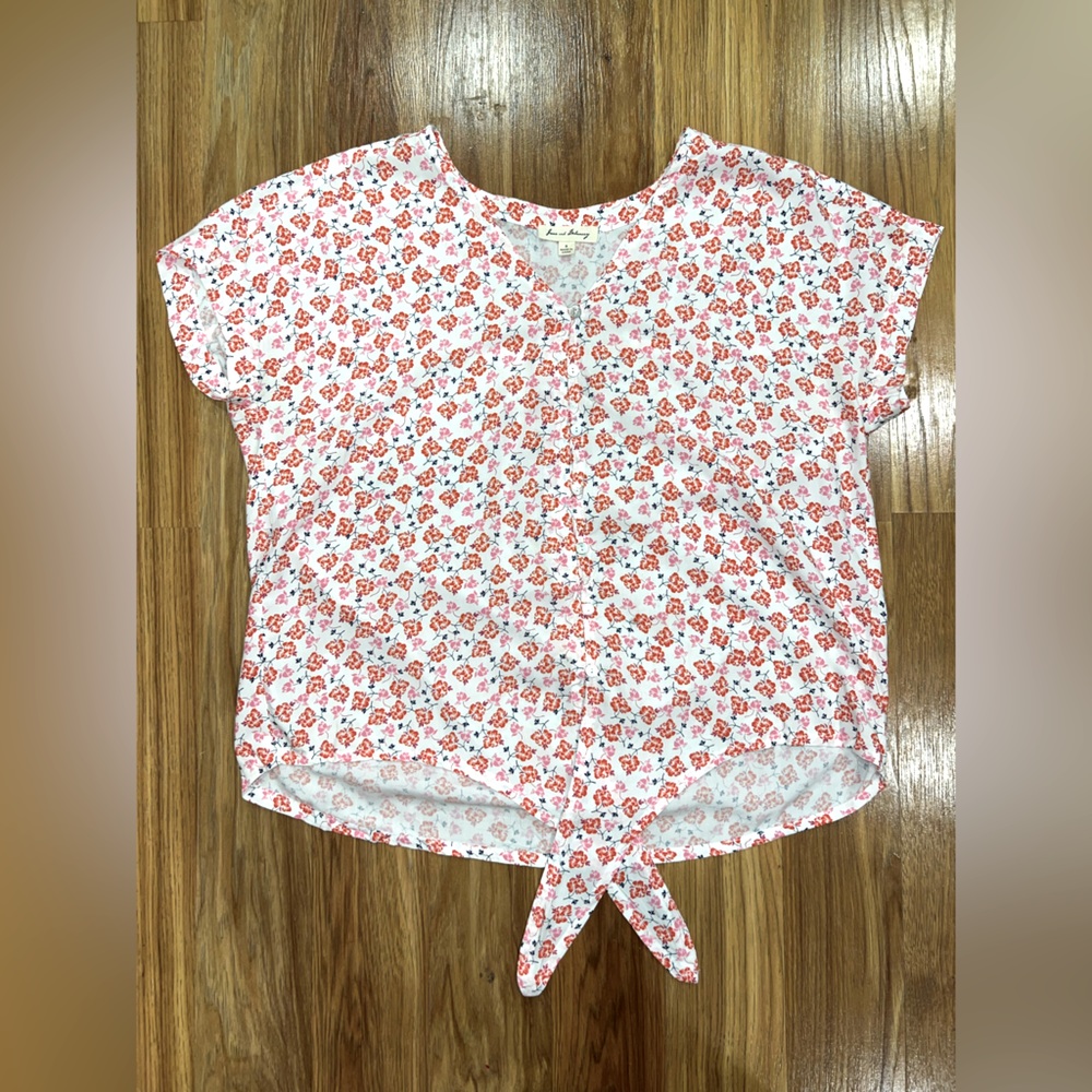 Floral Jane and Delancey tie front blouse